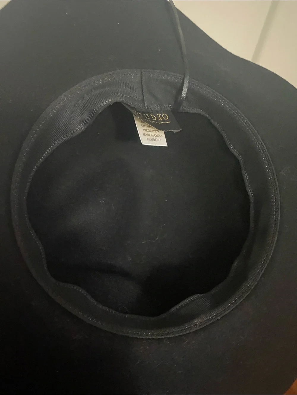 Studio NYC Black Wide-Brim 100% Wool Floppy Hat